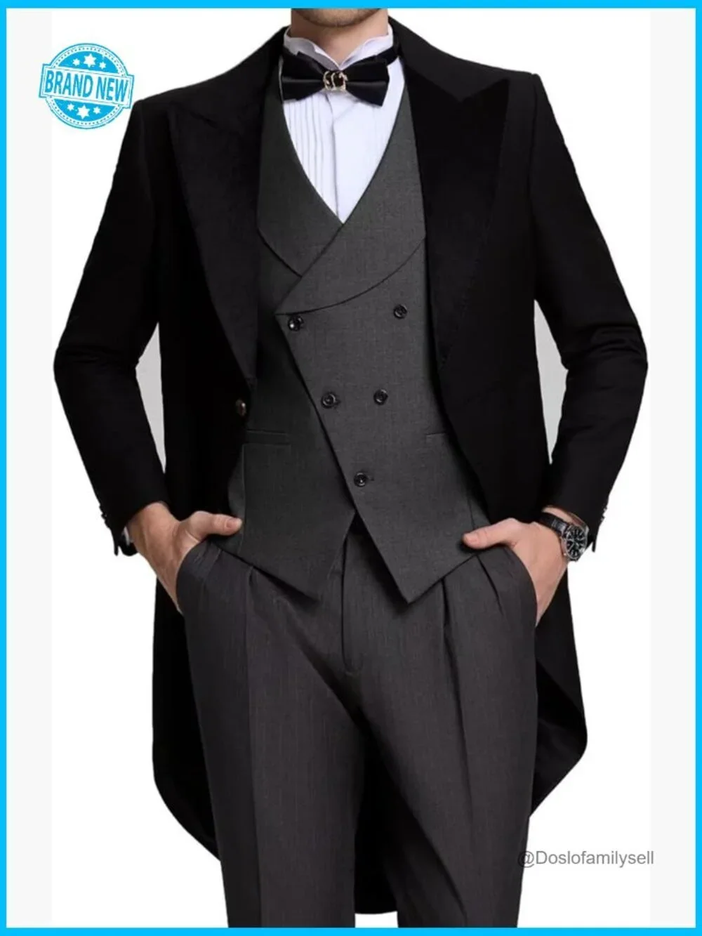 Slim Fit Tuxedo Suit Elegant Modern Formal Wedding Party Performance Wear